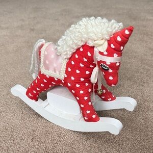 Vintage Schmid Red Heart Dot Rocking Horse Unicorn Music Box, 1984, Lullaby